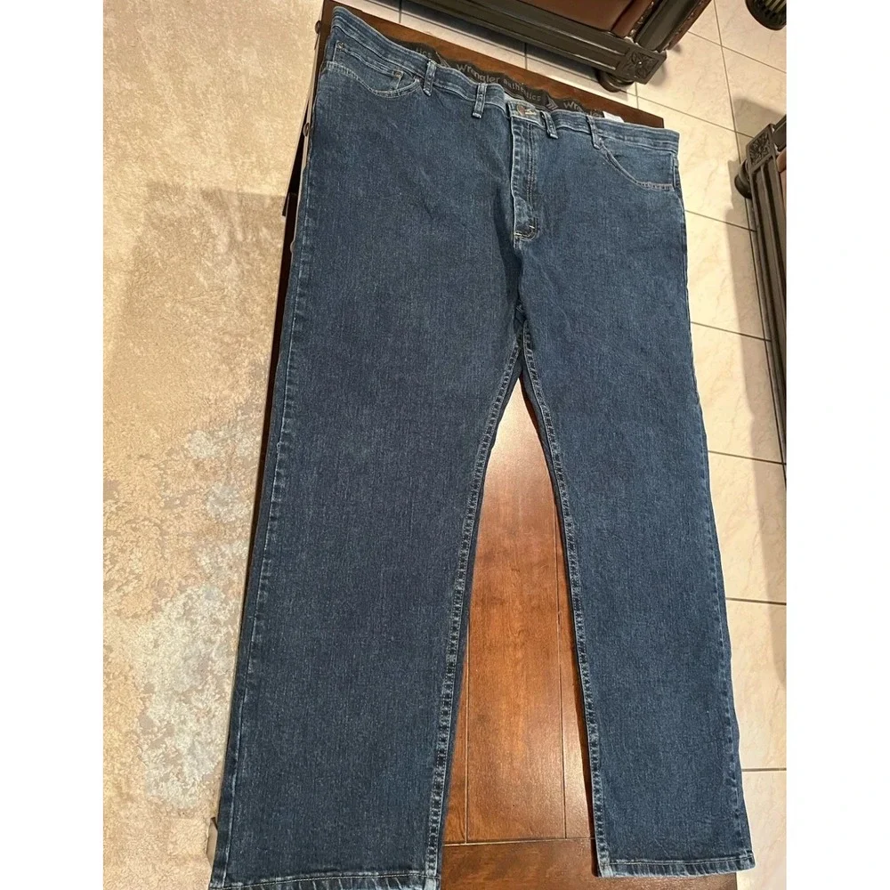 Wrangler Authentics Mens Comfort Flex Waist Straight Leg Jeans Dark Wash Denim